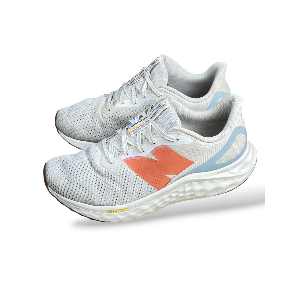 New Balance Fresh Foam Arishi v4 White Orange Blue Running Shoes Mens 7 Wome 8.5